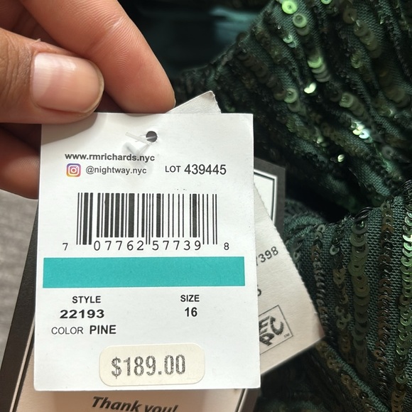 Nightway Faux-Wrap Sleeveless Sequin Gown - Picture 12 of 12